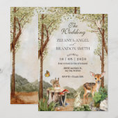 BROWN GREEN WOOD WILDLIFE NATURE WEDING EINLADUNG (Vorne/Hinten)