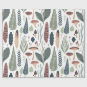 Brown & Green Woodland Foliage Muster Geschenkpapier (Flach)
