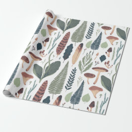 Brown & Green Woodland Foliage Muster Geschenkpapier
