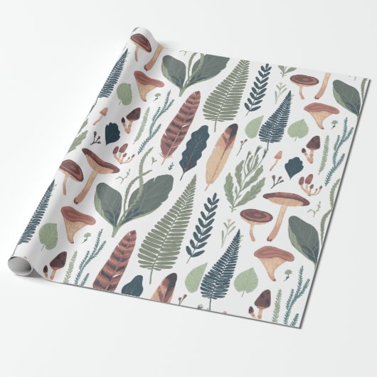 Brown & Green Woodland Foliage Muster Geschenkpapier (Ungerollt)