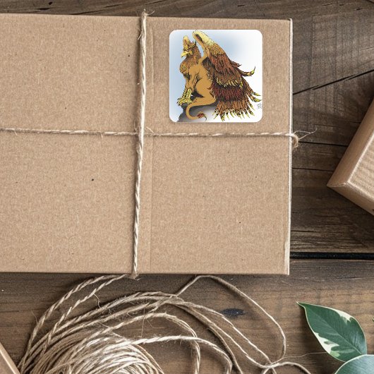 Brown Griffin Fantasy Quadratischer Aufkleber