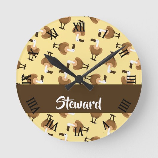 Brown griffon vulture bird pattern runde wanduhr (Vorderseite)