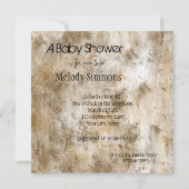 Brown Grunge Abstrakt Babydusche Einladung (Rückseite)