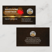 Brown Grunge Paint Spritzer Gold Hammer Visitenkarte (Vorne/Hinten)