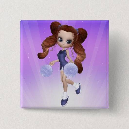 Brown-Haar-Cheerleader-Knopf Button (Vorderseite)