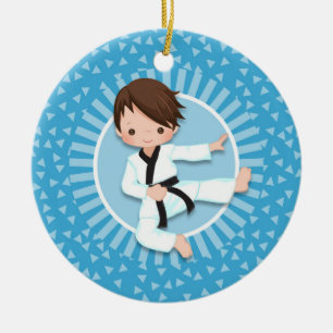 Brown-Haar-Karate-Jungen-Judo-Kampfkünste Keramik Ornament