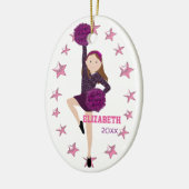 Brown-Haar Pom Gruppe-personalisiertes Andenken Keramikornament (Links)