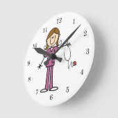 Brown-Haar-weibliche Runde Wanduhr (Winkel)