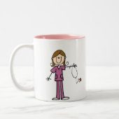 Brown-Haar-weibliche Zweifarbige Tasse (Links)