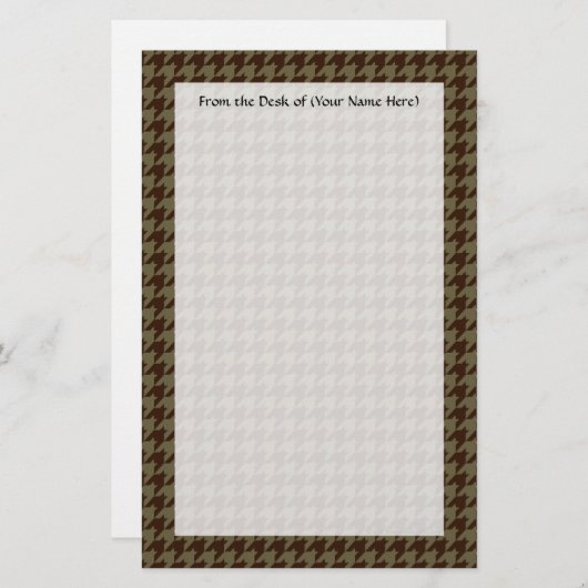 Brown Hahnentrittmuster Handsome Gentlemen's Patte Briefpapier (Vorne/Hinten)