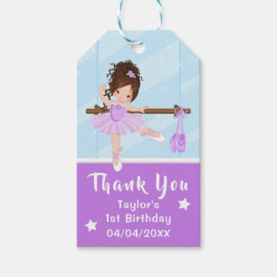 Brown Hair Ballerina Lila Geburtstag Danke, Gif Geschenkanhänger
