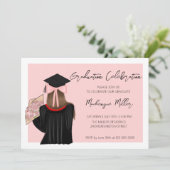 Brown Hair Coquette Girl Graduation Party Einladung (Stehend Vorderseite)