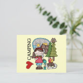 Brown Hair Girl I Liebe Camping Postkarte (Stehend Vorderseite)