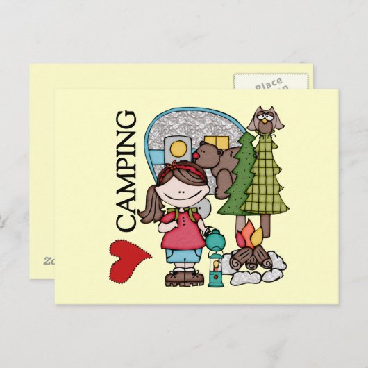 Brown Hair Girl I Liebe Camping Postkarte (Vorne/Hinten)