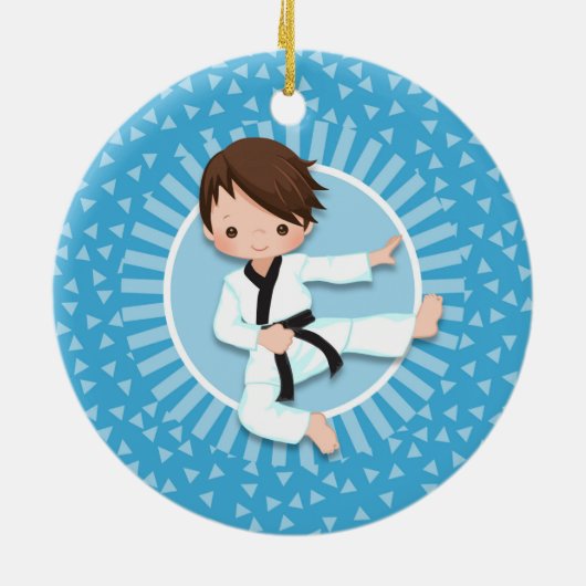 Brown Hair Karate Boy Judo Martial Arts Keramik Ornament (Hinten)