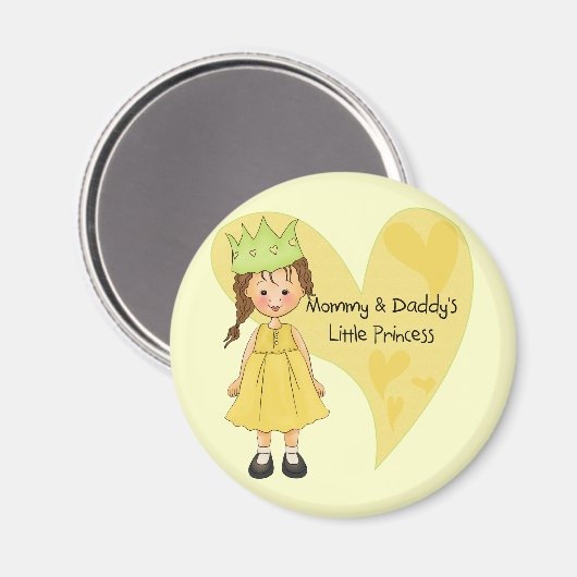Brown Hair Mommy und Daddy's Prinzessin Magnet (Vorderseite/Rückseite)