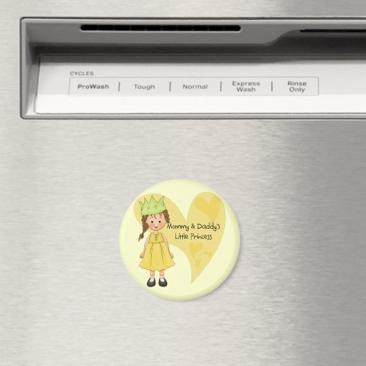 Brown Hair Mommy und Daddy's Prinzessin Magnet (In Situ (Geschirrspüler))