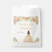 Brown Hair Princess Peach Floral Birthday Party Geschenktütchen (Vorderseite)