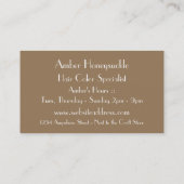 Brown Hair Salon Colorist Stylist Business Cards Visitenkarte (Rückseite)