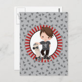Brown Hair Skateboard Boy Postkarte (Vorne/Hinten)