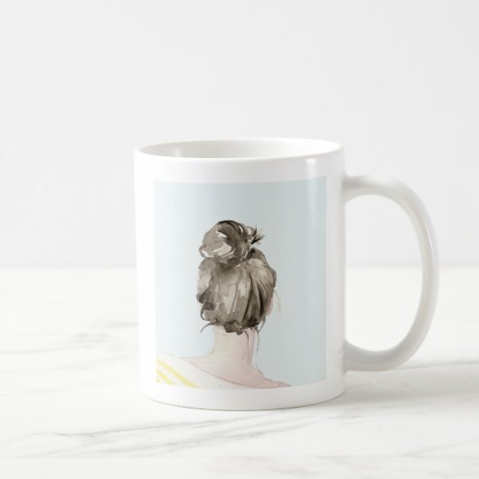 Brown Hair Top Knot Bun Kaffeetasse (Rechts)