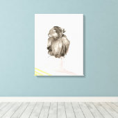 Brown Hair Top Knot Bun Leinwanddruck (Insitu (Holzboden))