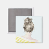 Brown Hair Top Knot Bun Magnet (Vorderseite/Rückseite)