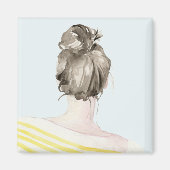 Brown Hair Top Knot Bun Magnet (Vorne)