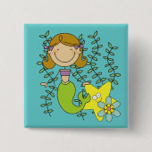 Brown Haired Mermaid Button (Vorderseite)