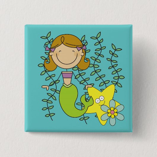 Brown Haired Mermaid Button (Vorderseite)