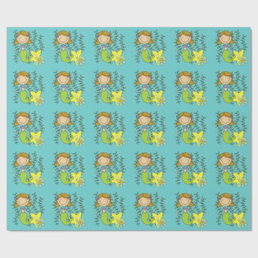 Brown Haired Mermaid Geschenkpapier (Flach)