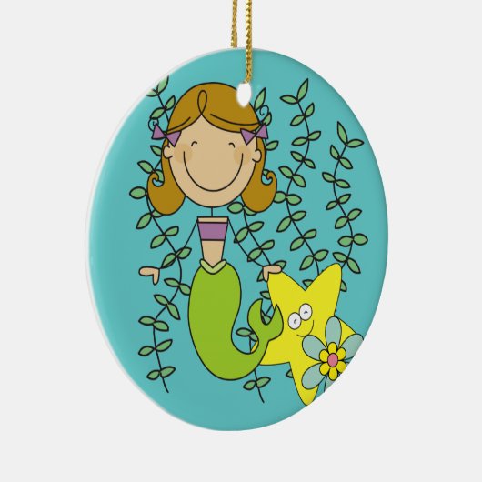 Brown Haired Mermaid Keramik Ornament (Rechts)