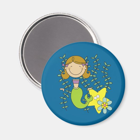 Brown Haired Mermaid Magnet (Vorderseite/Rückseite)