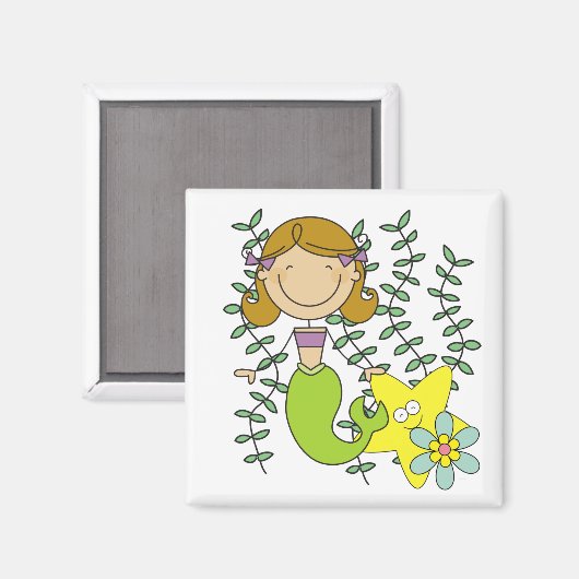 Brown Haired Mermaid Magnet (Vorderseite/Rückseite)