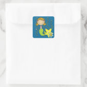 Brown Haired Mermaid Quadratischer Aufkleber (Tasche)