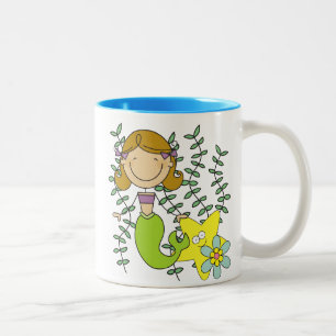 Brown Haired Mermaid Zweifarbige Tasse