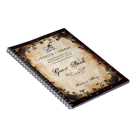 Brown Halloween, das gotisches Skeleton GAST-BUCH Notizblock (Rechte Seite)