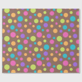 Brown Happy Birthday Polka Dots Geschenkpapier (Flach)