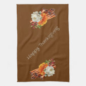 Brown Happy Thanksgiving Cinnamon Sticks Floral Geschirrtuch (Vertikal)