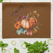 Brown Happy Thanksgiving Pumpkin Fall Blume Geschirrtuch (Gefaltet)