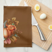 Brown Happy Thanksgiving Pumpkin Fall Blume Geschirrtuch (Viertel Falte)