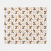 Brown Hare And Carrots Beige Gingham Easter Fleecedecke (Vorderseite (Horizontal))