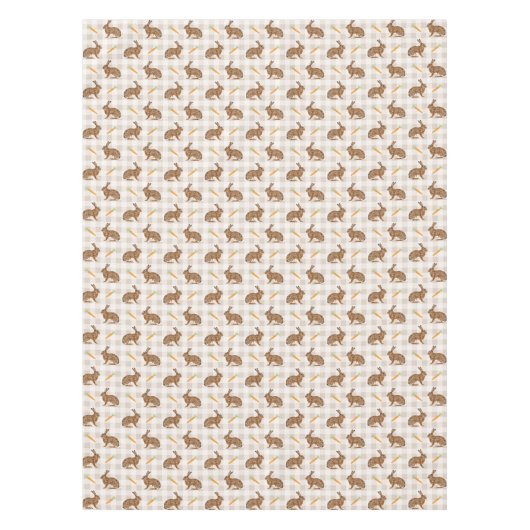 Brown Hare And Carrots Beige Pattern Cute Easter Tischdecke (Vorderseite)