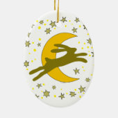 Brown Hare and Crescent Moon in the Starry Sky Keramik Ornament (Hinten)