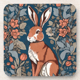 Brown Hare William Morris Inspirierte Floral Getränkeuntersetzer