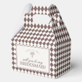 Brown Harlequin Checkered Bridesmaid Proposal Box Geschenkschachtel (Rückseite)