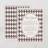 Brown Harlequin Checkered Finer Details Wedding Begleitkarte (Vorne/Hinten)
