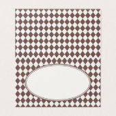 Brown Harlequin Checkered Folded Place Cards (Außenseite Aufgefaltet)