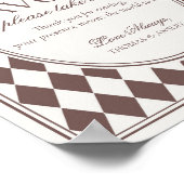 Brown Harlequin Checkered Wedding Favors Sign Poster (Ecke)