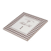 Brown Harlequin Checkered Wedding Table Number Fliese (Seite)